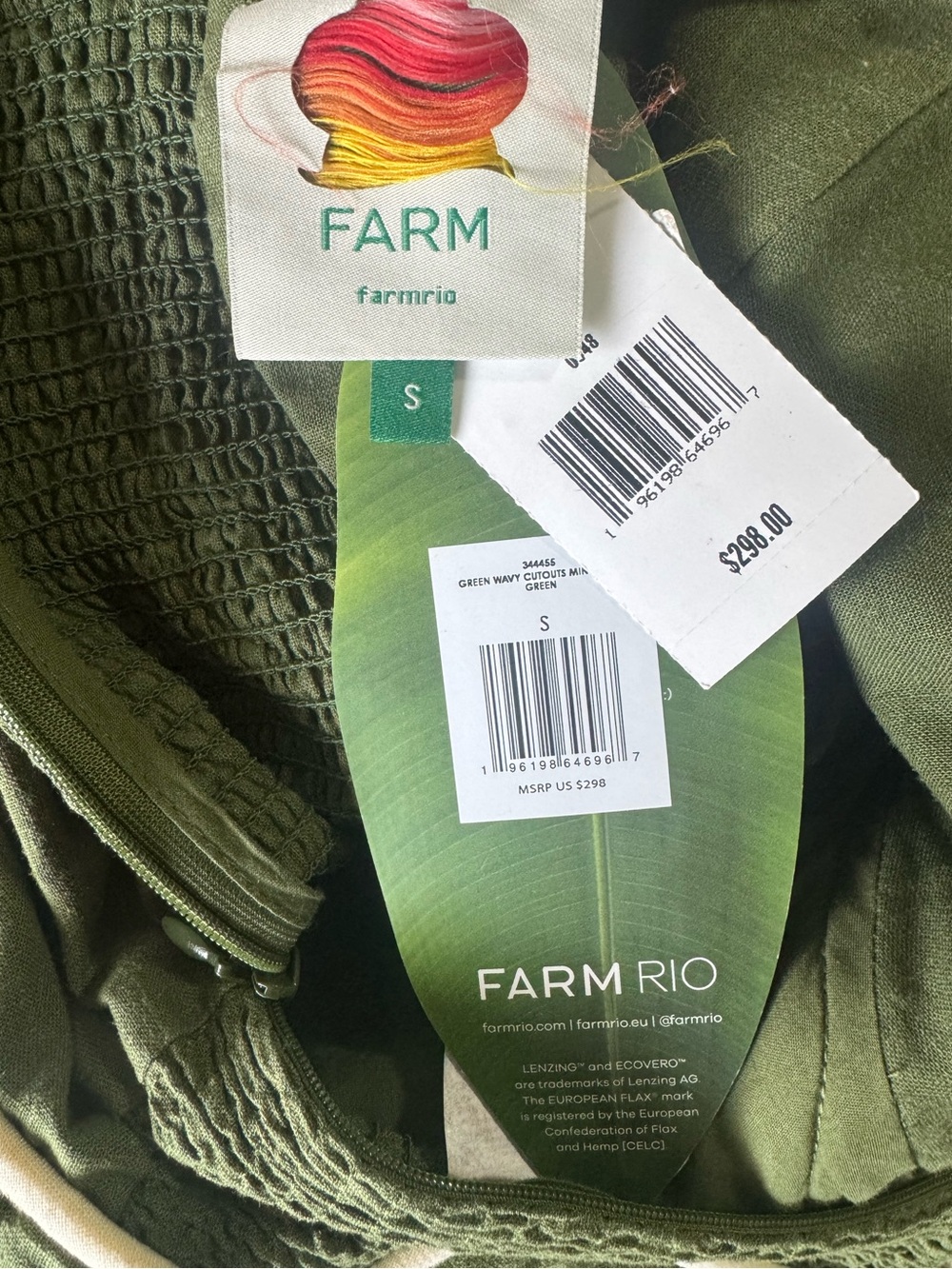 FARM Rio Green Cutout Halterneck Mini Dress Contrast Piping NWT Size Small - Picture 4 of 5